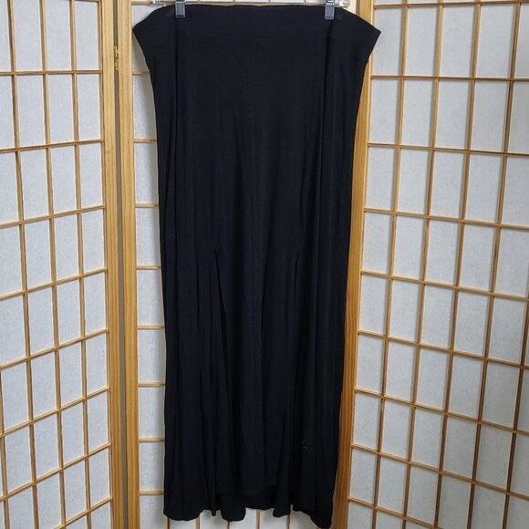 Torrid black knit car wash skirt maxi long slits EUC size 0 or large or 12 - Picture 1 of 8